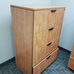 Maple 4 Drawer Lateral File Cabinet, Locking